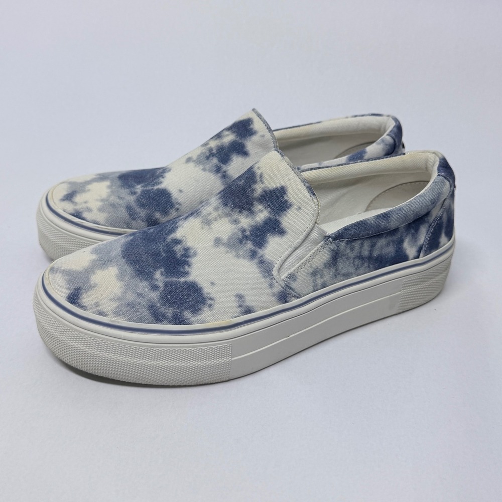 Steve Madden Gills-C Tie Dye Blue White Platform Slip On Sneakers Womens 7.5M